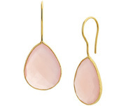 TFT Drop Earrings Chalcedony 1 Micron French Hook Yellow Gold On Silver Shiny 37mm x 16mm