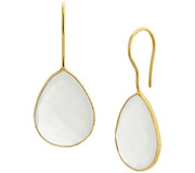 TFT Drop Earrings Chalcedony 1 Micron French Hook Yellow Gold On Silver Shiny 37mm x 16mm
