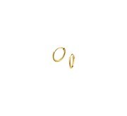 TFT Hoop Earrings Round Tube Yellow Gold On Silver Shiny 1.3 mm x 9 mm