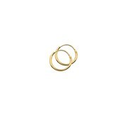 TFT Hoop Earrings Round Tube Yellow Gold On Silver Shiny 1.3 mm x 13 mm