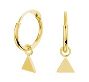 TFT Hoop Earrings Triangle Yellow Gold On Silver Shiny 1.5 mm x 12 mm