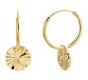 TFT Hoop Earrings Round Diamond Plated Yellow Gold Diamond Plated 1.3 mm x 15 mm