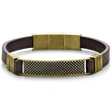 Frank 1967 7FB-0505 Men's Bracelet - Leather - Vintage Look - 21 cm - Brown - 10 mm - Gold colored