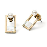 Skagen SKJ1426998 Ear studs Agnethe Open Square steel-mother-of-pearl silver and gold-coloured