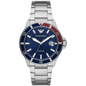 Emporio Armani AR11339 Watch Diver steel silver-coloured-blue-red 42 mm