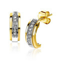 Zinzi Gold ZGO90 Earrings yellow gold diamond 0.098 crt 12 x 4.5 mm