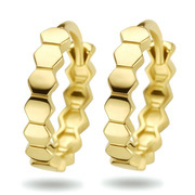 TFT Pop Earrings Hexagon Yellow Gold Shiny 2.5 mm x 12 mm