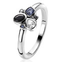 Zinzi ZIR2120 Ring Trendy shapes silver colored stones blue-black-white