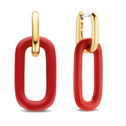 TI SENTO-Milano 7843CR Earrings Oval links silver-coloured stone gold-coloured-red 14 x 35 mm