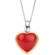 TI SENTO-Milano 6800CR Necklace Heart silver-coloured stone-zirconia coral red-white 25 x 16 mm