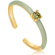 Ania Haie AH R028-03G-G Ring Bright Future silver-zirconia-enamel gold-coloured-green one-size