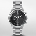 Fossil FS5847 Watch Minimalist Chrono steel silver-black 42 mm