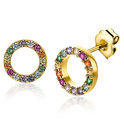 Zinzi ZIO2170 Earrings Rainbow silver colored stones gold and multi colored 8 mm