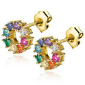 Zinzi ZIO2172 Stud earrings Rainbow silver-coloured stone gold-coloured-multicoloured 10 mm