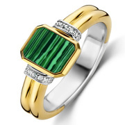 TI SENTO-Milano 12242MA Ring Malachite silver gold-green