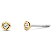 TI SENTO-Milano 7867ZY Stud earrings silver-zirconia silver-and gold-coloured 2.5 mm