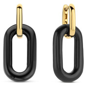 TI SENTO-Milano 7843BO Earrings Oval links silver-onyx gold-coloured-black