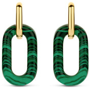 TI SENTO-Milano 7843MA Earrings Oval links silver-malachite gold-coloured-green 25 x 15 mm