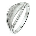 Rhodium plated silver ring with a polished and scratched finish