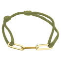 Bracelet Three Oval links satin-silver moss green-gold colored 13-26 cm