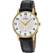 Festina F20567/1 Watch Retro steel-leather gold-and silver-coloured-black 36 mm