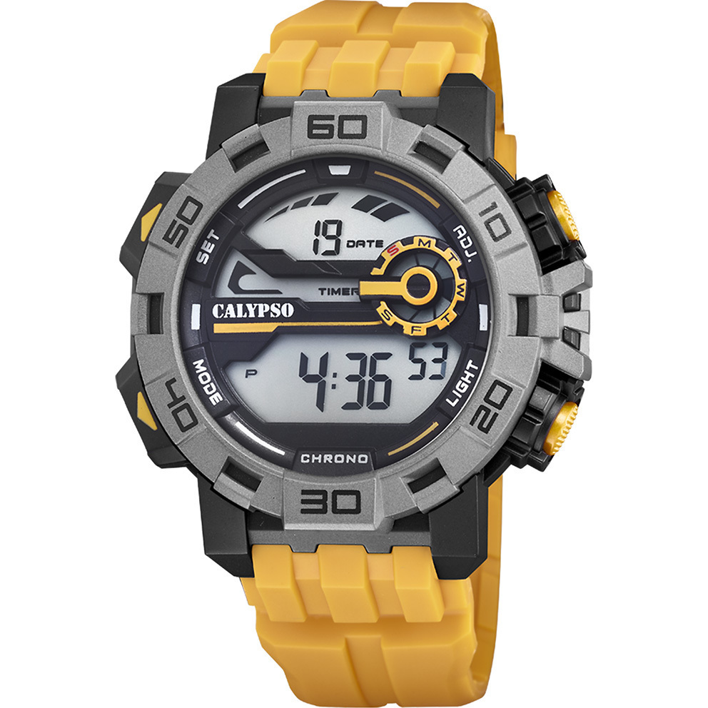 Calypso K5809/1 Watch Digital plastic-rubber black-yellow 52 mm