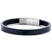 Frank 1967 7FB-0507 Men's Bracelet - Leather - Dark Blue - 21 cm - Silver colored