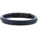 Frank 1967 7FB-0513 Men's Bracelet - Leather - Braided - Dark Blue - 21 cm - Blackplating