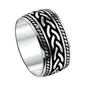 Ring silver with enamel silver-black 10.5 mm wide