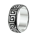Ring silver with enamel silver and black 8 mm wide.
