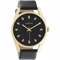 OOZOO C10842 Watch Timepieces steel-leather gold-coloured-black 45 mm