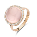 Ring Halo rose gold with rose quartz and diamond 0.19ct pink-white