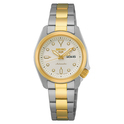 Seiko SRE004K1 5 Sports Watch Automatic steel silver and gold-coloured white 28 mm