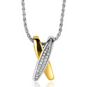 Zinzi ZIH2240 Pendant Cross Over silver-zirconia gold- and silver-coloured-white 18 x 8.3 mm
