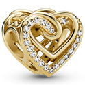 Pandora 769270C01 Charm Sparkling Entwined Hearts silver-zirconia gold colored