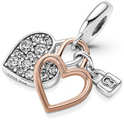 Pandora 780087C01 Hanging charm Heart Padlock silver-zirconia rose-and silver-coloured-white