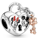 Pandora Disney 780109C01 Charm Mickey and Minnie Padlock Silver Cubic Zirconia Enamel