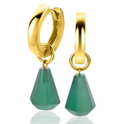 Zinzi ZICH2256G Earring charms Cone shape silver-agate gold-green 8 mm