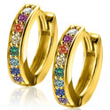 Zinzi ZIO2172CR Earrings Rainbow silver colored stones gold colored 15 mm