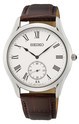 Seiko SRK049P1 Watch steel-leather silver-brown 39 mm
