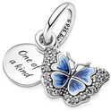 Pandora 790757C01 Hanging charm Blue Butterfly and Quote silver blue-white