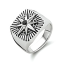 Signet ring Star Compass silver-zirconia silver-coloured-black