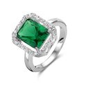 Ring Halo silver-synth. emerald-zirconia silver-green-white