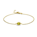 Bracelet yellow gold-peridot green 1.2 mm 16.5 - 19 cm
