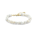 Bracelet Pearls silver gold colored 7 mm 16-19 cm