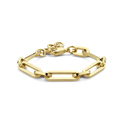 Bracelet Paper clip link steel gold colored 8 mm 17 + 3 cm