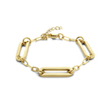 Bracelet Paper clip link steel gold colored 8 mm 16-19 cm