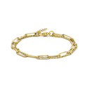 Bracelet Anchor-Paperclips steel gold colored 4 mm 16-19 cm