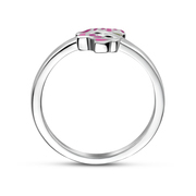 Ring Cat silver-enamel white-pink-green