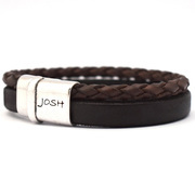 JOSH 09110-BRA-S-BR Bracelet leather brown-silver colored 16 mm